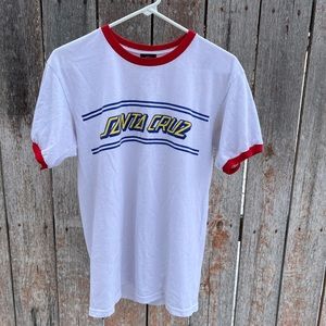 Santa Cruz Skateboard White Red Blue and Yellow Top